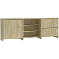 Berkfield Home 3 Piece Sideboard Sonoma Oak Engineered Wood in Beige