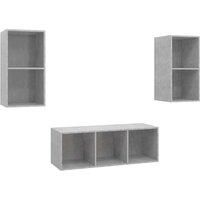 Berkfield Home 3 Piece TV Cabinet Set Concrete Grey Engineered Wood