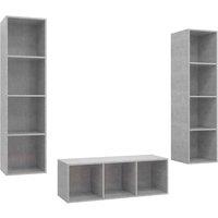 Berkfield Home 3 Piece TV Cabinet Set Concrete Grey Engineered Wood