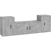 Berkfield Home 3 Piece TV Cabinet Set Concrete Grey Engineered Wood