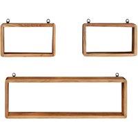 Berkfield Home 3 Piece Wall Cube Shelf Set Soild Acacia Wood in Brown