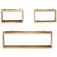 Berkfield Home 3 Piece Wall Cube Shelf Set Soild Mango Wood in Brown