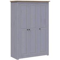 Berkfield Home 3-Door Wardrobe Grey 118x50x171.5 cm Pine Panama Range
