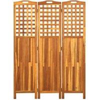 Berkfield Home 3-Panel Room Divider 121x2x170 cm Solid Acacia Wood in Brown | Size: 121 x 2 x 170 cm