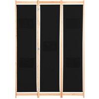 Berkfield Home 3-Panel Room Divider Black 120x170x4 cm Fabric | Size: 120 x 170 x 4 cm