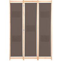 Berkfield Home 3-Panel Room Divider Brown 120x170x4 cm Fabric | Size: 120 x 170 x 4 cm
