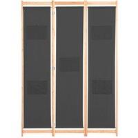 Berkfield Home 3-Panel Room Divider Grey 120x170x4 cm Fabric | Size: 120 x 170 x 4 cm