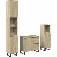 Berkfield Home 3 Piece Bathroom Furniture Set Sonoma Oak Engineered Wood in Light Tan