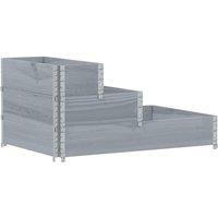 Berkfield Home 3-Tier Raised Bed Grey 120x80 cm Solid Wood Pine