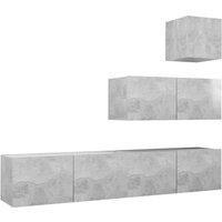 Berkfield Home 4 Piece TV Cabinet Set Concrete Grey Engineered Wood