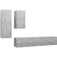 Berkfield Home 4 Piece TV Cabinet Set Concrete Grey Engineered Wood