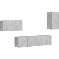 Berkfield Home 4 Piece TV Cabinet Set Concrete Grey Engineered Wood