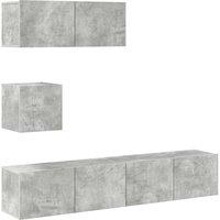 Berkfield Home 4 Piece TV Cabinet Set Concrete Grey Engineered Wood