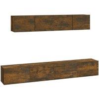 Berkfield Home 4 Piece TV Cabinet Set Smoked Oak Engineered Wood in Brown
