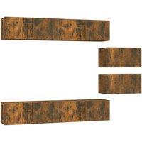 Berkfield Home 4 Piece TV Cabinet Set Smoked Oak Engineered Wood in Brown