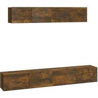 Berkfield Home 4 Piece TV Cabinet Set Smoked Oak Engineered Wood in Brown