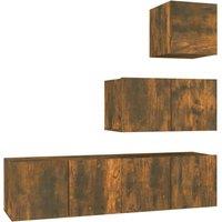 Berkfield Home 4 Piece TV Cabinet Set Smoked Oak Engineered Wood in Brown