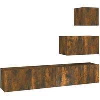 Berkfield Home 4 Piece TV Cabinet Set Smoked Oak Engineered Wood in Brown