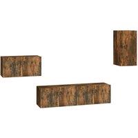 Berkfield Home 4 Piece TV Cabinet Set Smoked Oak Engineered Wood in Brown