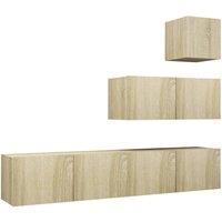 Berkfield Home 4 Piece TV Cabinet Set Sonoma Oak Engineered Wood in Brown