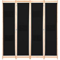 Berkfield Home 4-Panel Room Divider Black 160x170x4 cm Fabric | Size: 160 x 170 x 4 cm