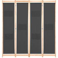 Berkfield Home 4-Panel Room Divider Grey 160x170x4 cm Fabric | Size: 160 x 170 x 4 cm