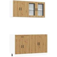 Berkfield Home 4 Piece Kitchen Cabinet Set Kalmar Artisan Oak Engineered Wood in Brown