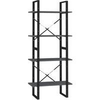 Berkfield Home 4-Tier Book Cabinet Grey 60x30x140 cm Solid Pine Wood | Size: 60 x 30 x 140 cm