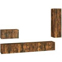 Berkfield Home 4 Piece TV Cabinet Set Smoked Oak Engineered Wood in Brown
