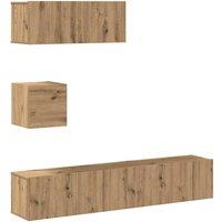 Berkfield Home 4 Piece TV Cabinet Set Wall-mounted Artisan Oak Engineered Wood in Brown