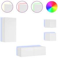 Berkfield Home 4 Piece TV Wall Cabinets with LED Lights White