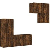 Berkfield Home 4 Piece TV Wall Units Smoked Oak Engineered Wood in Brown