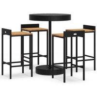 Berkfield Home 5 Piece Garden Bar Set Black Poly Rattan&Solid Wood Acacia