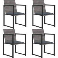 Berkfield Home 5 Piece Outdoor Dining Set with Cushions Poly Rattan Grey