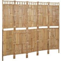 Berkfield Home 5-Panel Room Divider Bamboo 200x180 cm in Brown