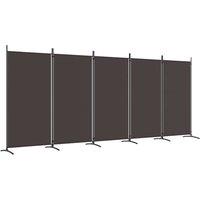Berkfield Home 5-Panel Room Divider Brown 433x180 cm Fabric