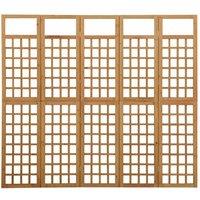 Berkfield Home 5-Panel Room Divider/Trellis Solid Fir Wood 201.5x180 cm in Brown