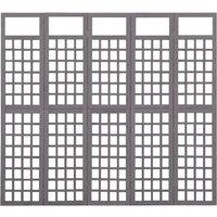Berkfield Home 5-Panel Room Divider/Trellis Solid Fir Wood Grey 201.5x180 cm