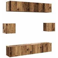 Berkfield Home 6 Piece TV Cabinet Set Wall-mounted Old Wood Engineered Wood in Brown