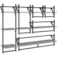 Berkfield Home 6 Piece Wall Shelf Set with Bars Grey Sonoma Engineered Wood