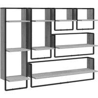 Berkfield Home 6 Piece Wall Shelf Set with Bars Grey Sonoma Engineered Wood