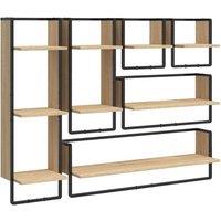Berkfield Home 6 Piece Wall Shelf Set with Bars Sonoma Oak Engineered Wood in Brown