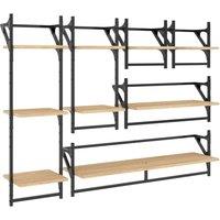Berkfield Home 6 Piece Wall Shelf Set with Bars Sonoma Oak Engineered Wood in Brown