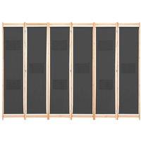 Berkfield Home 6-Panel Room Divider Grey 240x170x4 cm Fabric | Size: 240 x 170 x 4 cm