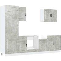 Berkfield Home 7 Piece Kitchen Cabinet Set Kalmar Concrete Grey Engineered Wood
