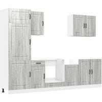Berkfield Home 7 Piece Kitchen Cabinet Set Kalmar Grey Sonoma Engineered Wood