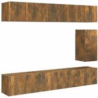 Berkfield Home 7 Piece TV Cabinet Set Smoked Oak Engineered Wood in Brown