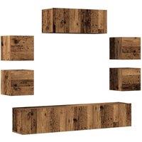 Berkfield Home 7 Piece TV Cabinet Set Wall-mounted Old Wood Engineered Wood in Brown
