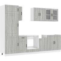 Berkfield Home 8 Piece Kitchen Cabinet Set Kalmar Grey Sonoma Engineered Wood