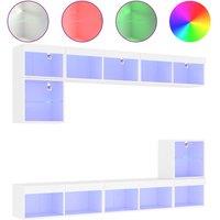 Berkfield Home 8 Piece TV Wall Units with LED White Engineered Wood
